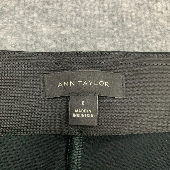 Ann Taylor Faux Leather Pants Womens 8 Black Stretch Panel Side Zip Tapered - Picture 5 of 11